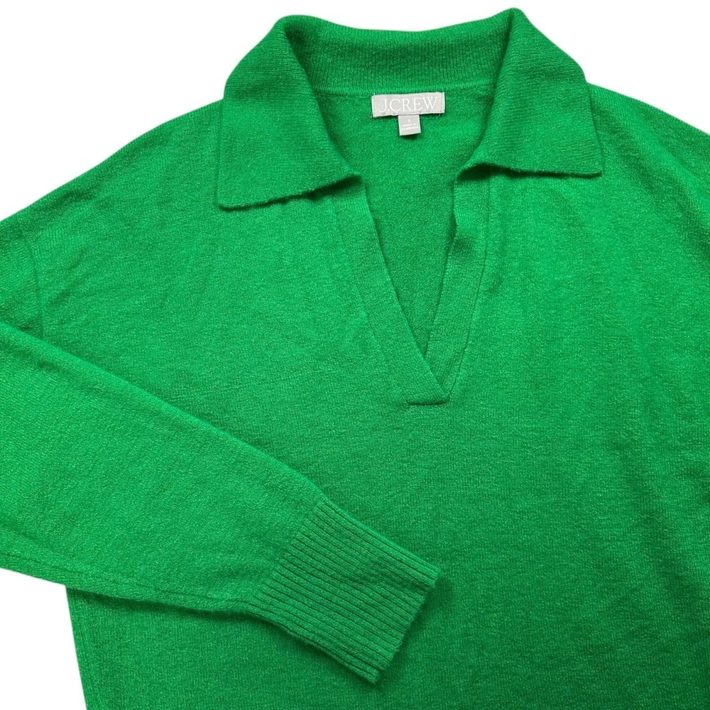 J.CREW V-Neck Sweater Merino Wool & Alpaca Knit Kelly Green Women's Small - Picture 8 of 11